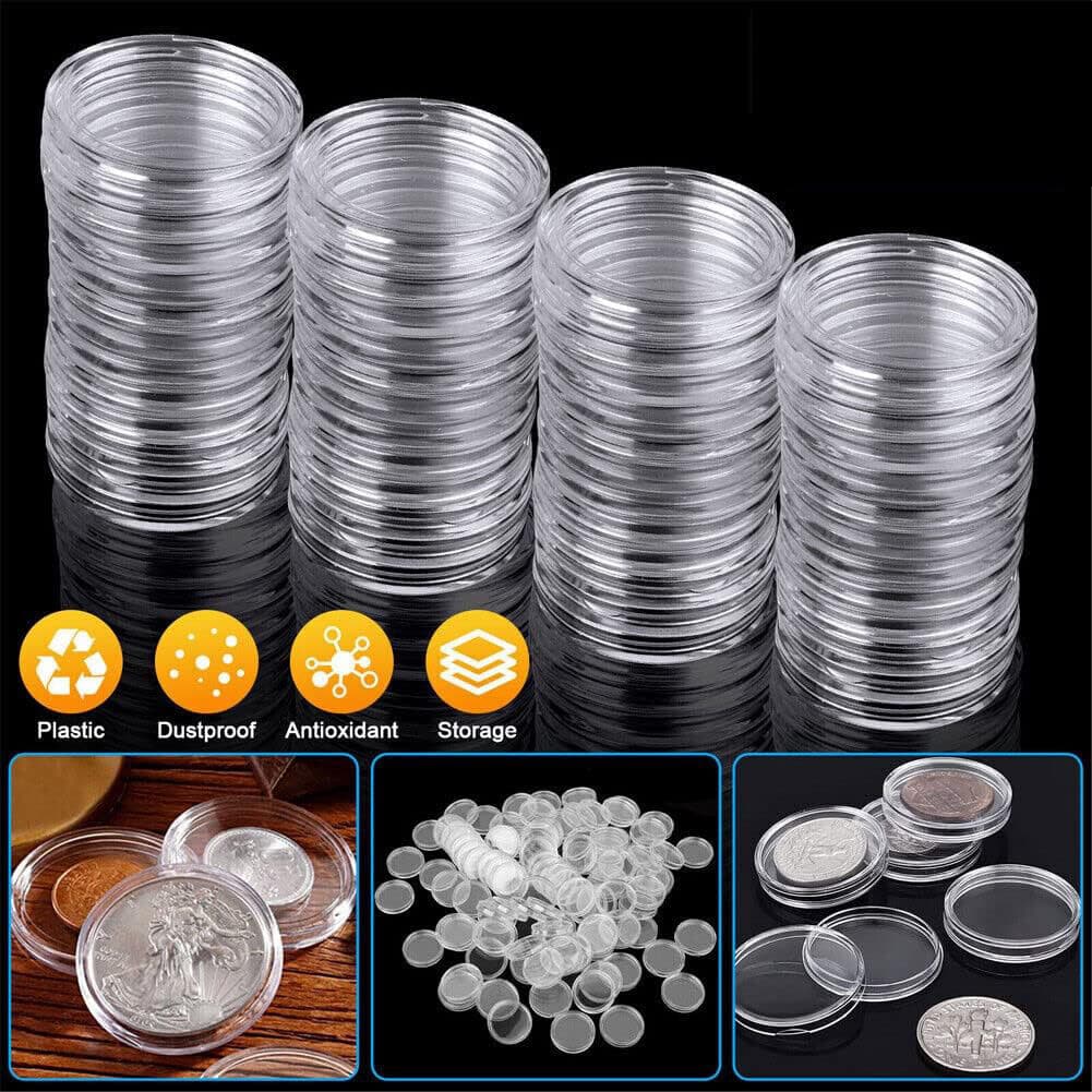 41mm Clear Plastic Coin Capsules, Silver Dollar Coin Holder, 60PCS Coin Box US 2
