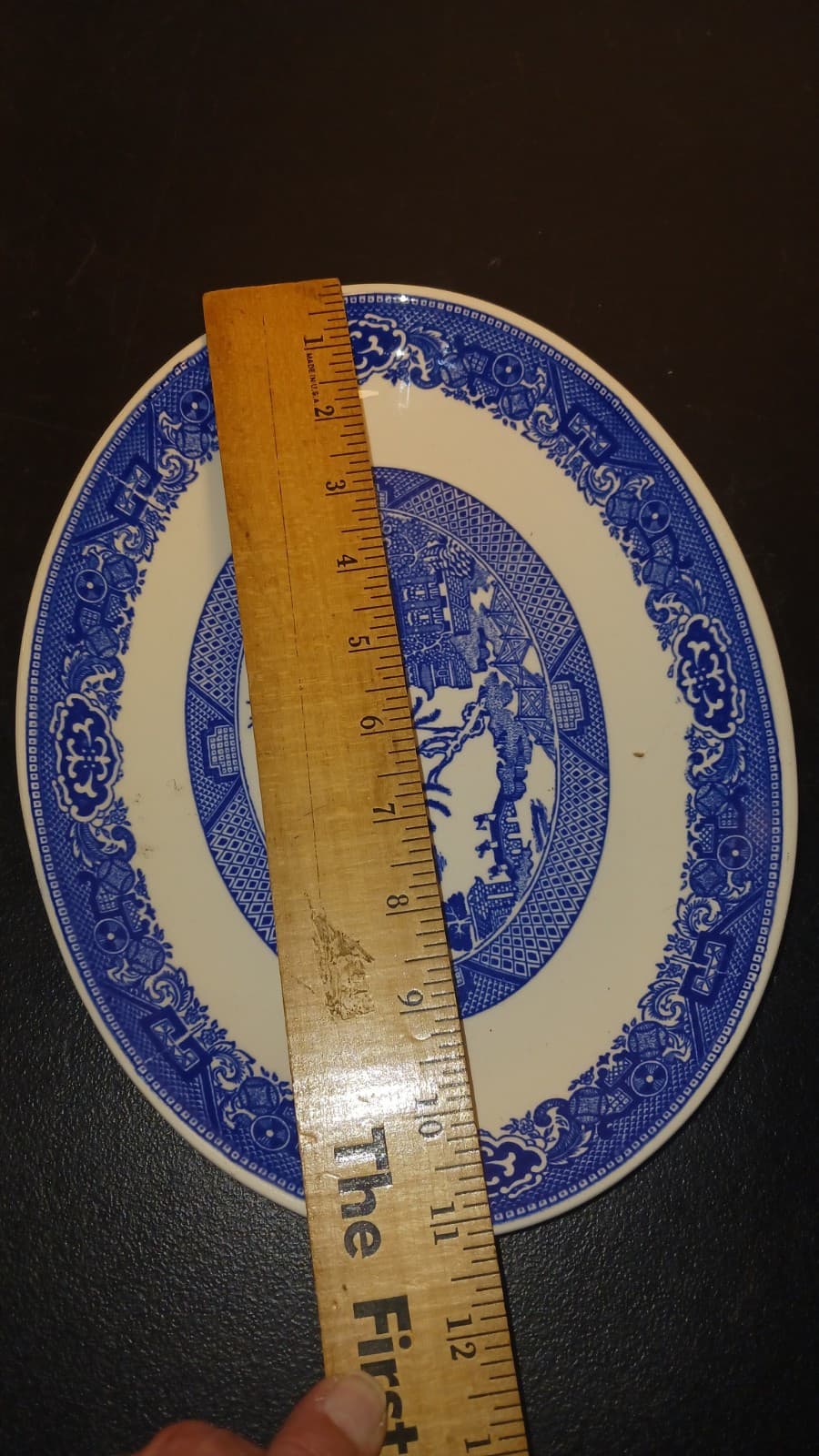 Vintage Blue Willow Serving Platter 11" x 8" Ironstone Plate Transferware  4