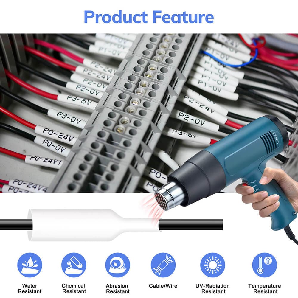 For DYMO 18051 Label Tape Black on White 1/4" with DYMO Rhino 4200 5200 6000 × 2 3