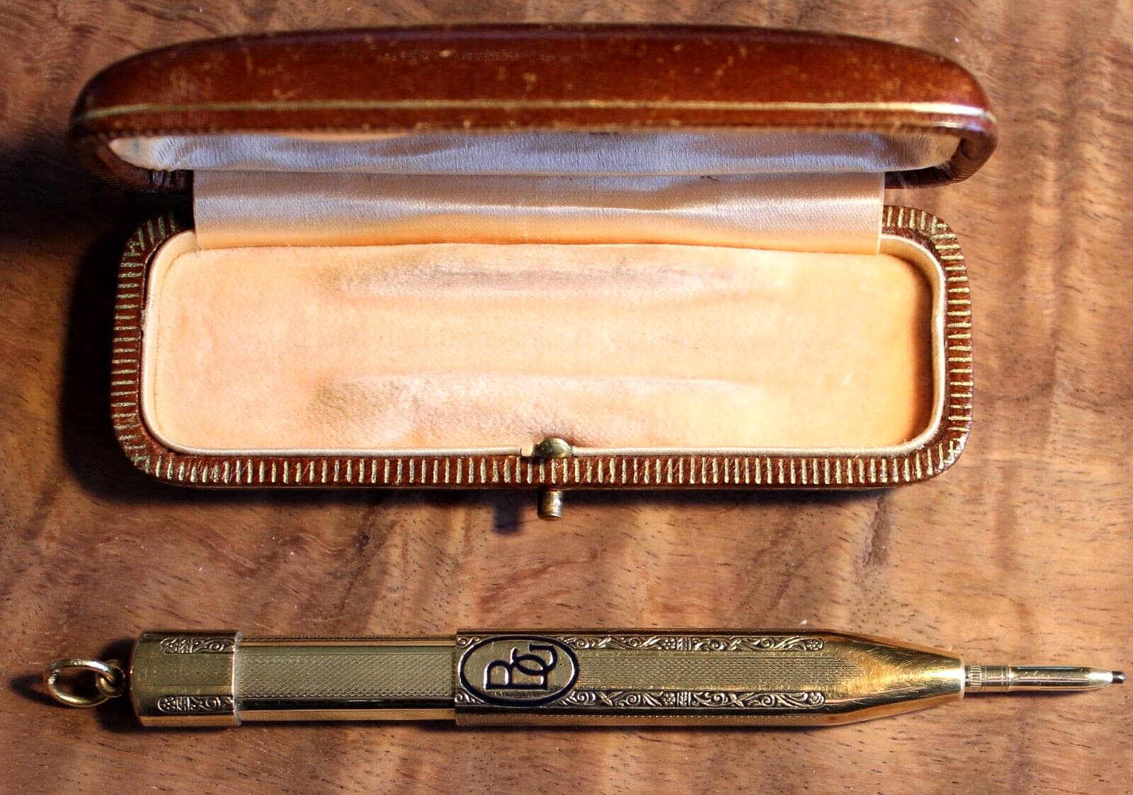 Beniamino Gigli 18K Gold Vermeil Retractable Pencil Original Signed Leather Box 3