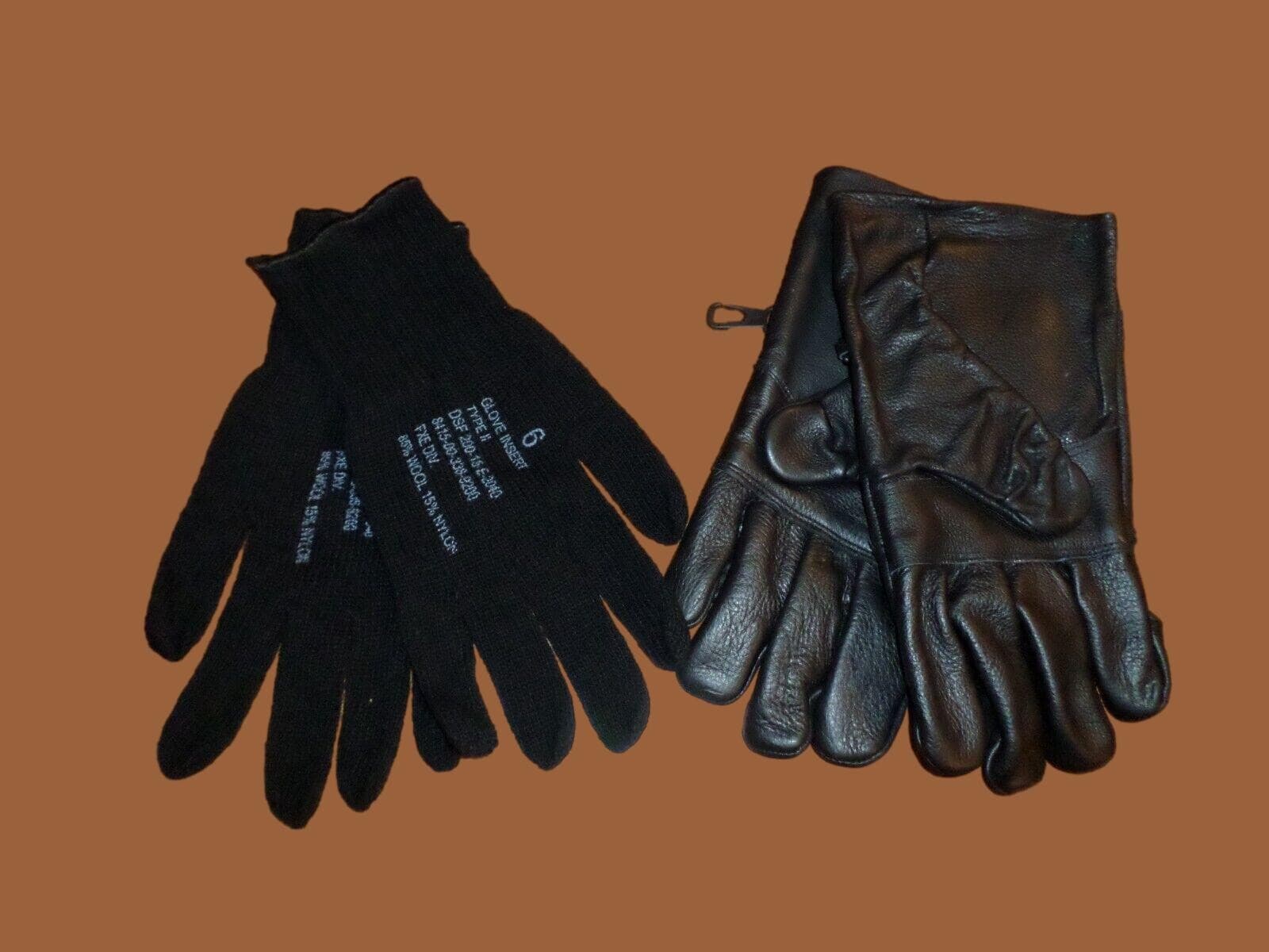U.S MILITARY STYLE D-3A LEATHER GLOVES COLD WEATHER SIZE 6 X- LARGE W/LINER 4