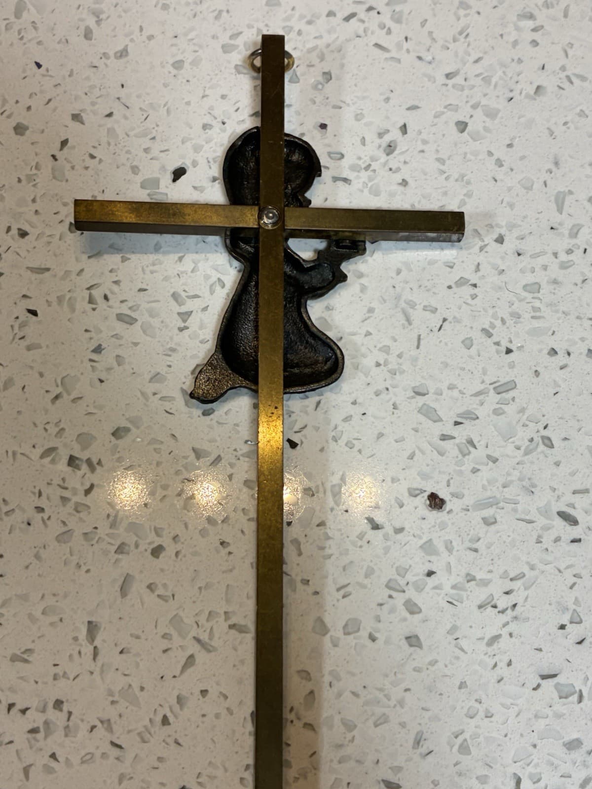 VINTAGE BRASS CROSS 6" GIRL CATHOLIC PRAYING -PREOWNED WE SHIP FAST 5