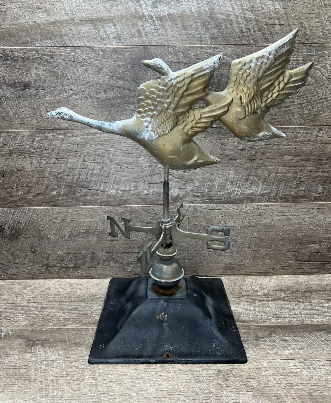 Antique Copper Brass Patina Flying Geese Weathervane Garden Tabletop Decor 5