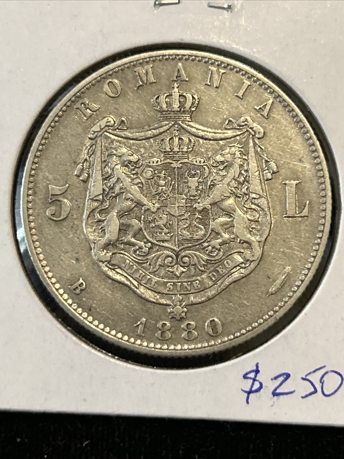 1880-B Romania 5 Lei Name Near Bust 6