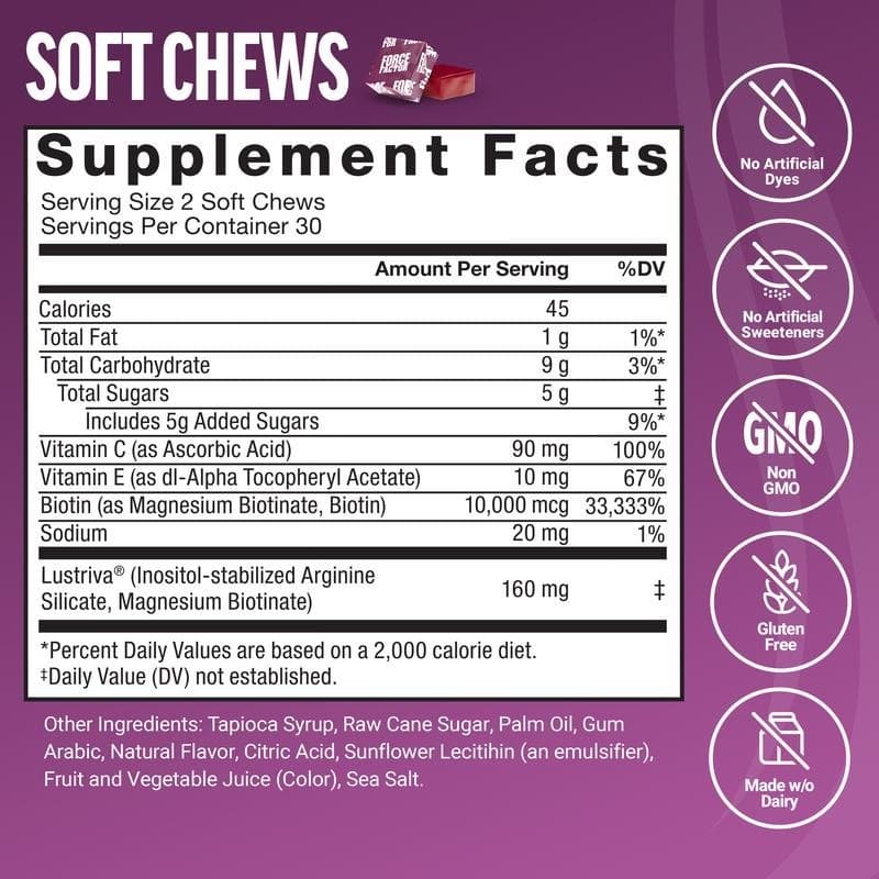 Force Factor Hair Accelerator - Biotin, Vit E&C, 60 Mixed Berry Gummies 3