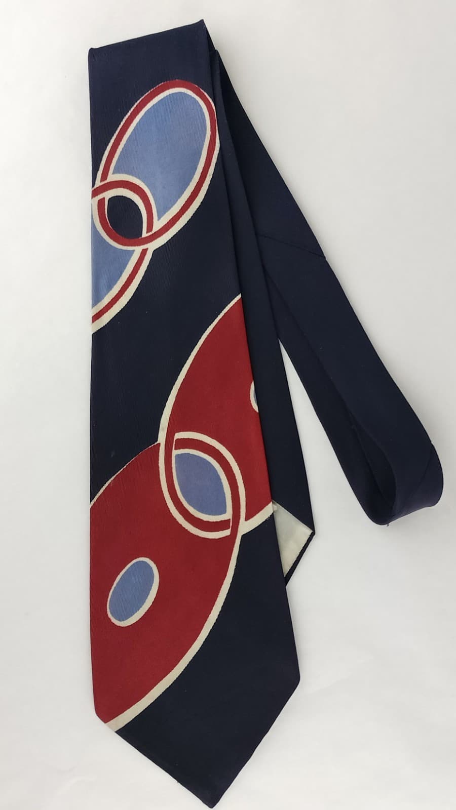 VTG 40s/50s Towncraft Neck Tie Burgundy Navy & Red Links Deco Rockabilly Swing 3