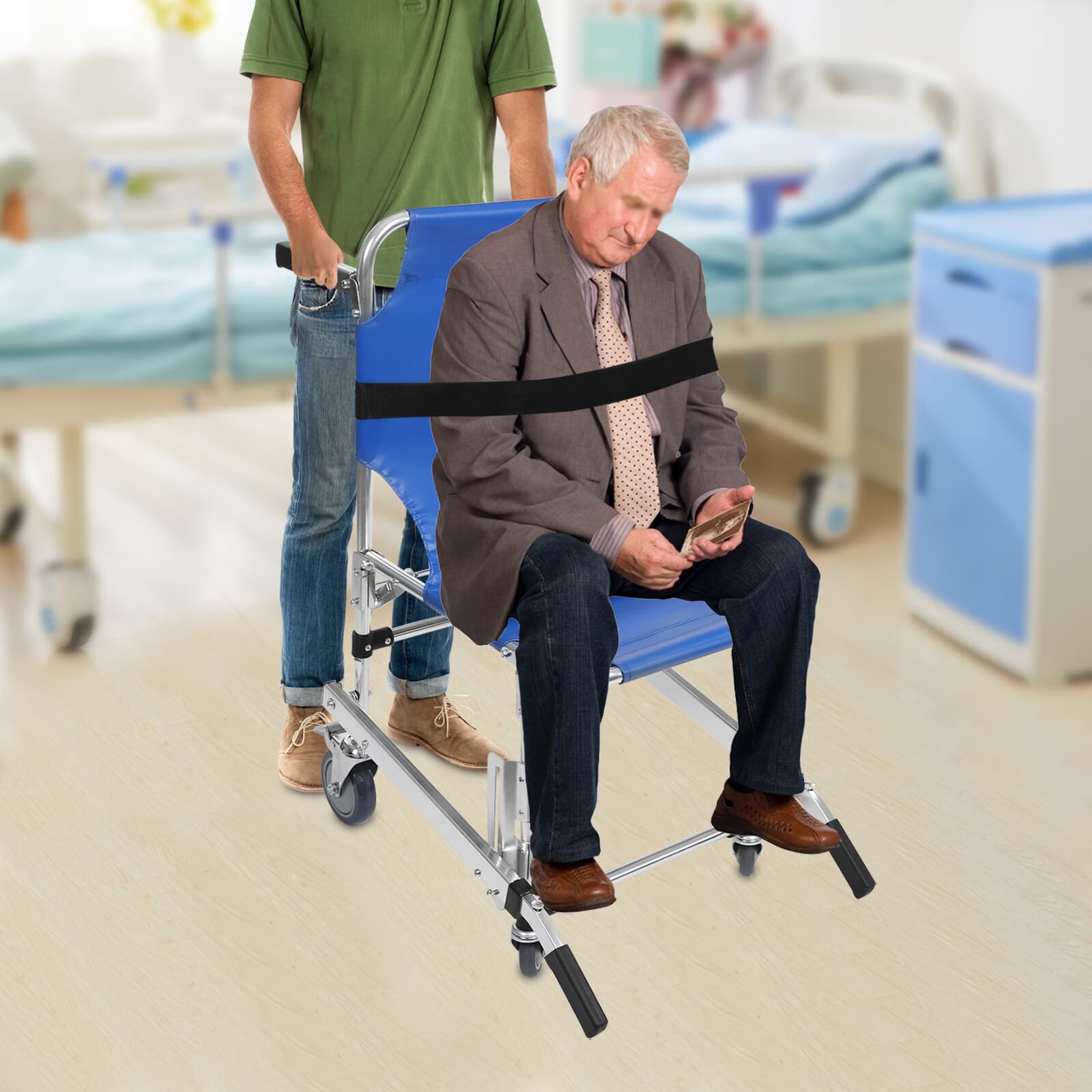 352lb Stair Chair Medical Emergency Evacuation Stair 4 Wheel Climbing Wheelchair 5