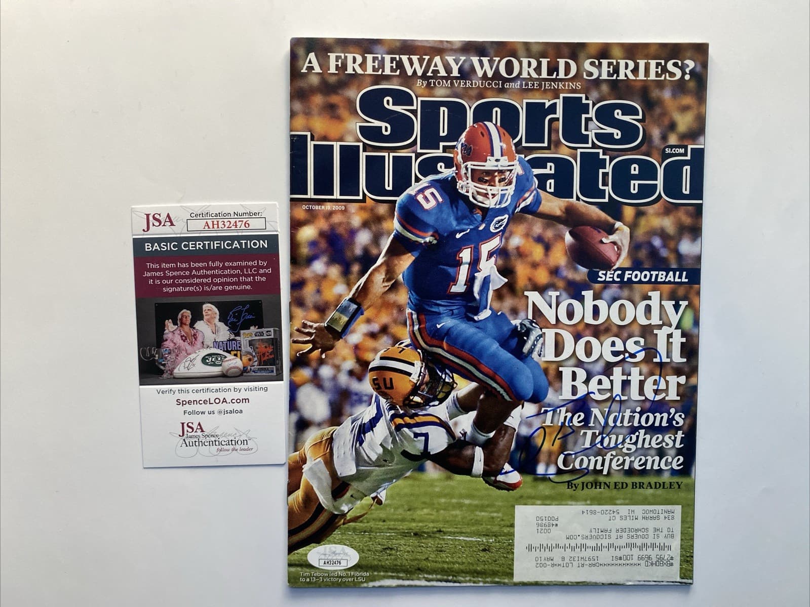 TIM TEBOW Autographed Signed Sports Illustrated Florida Gators SEC Football COA