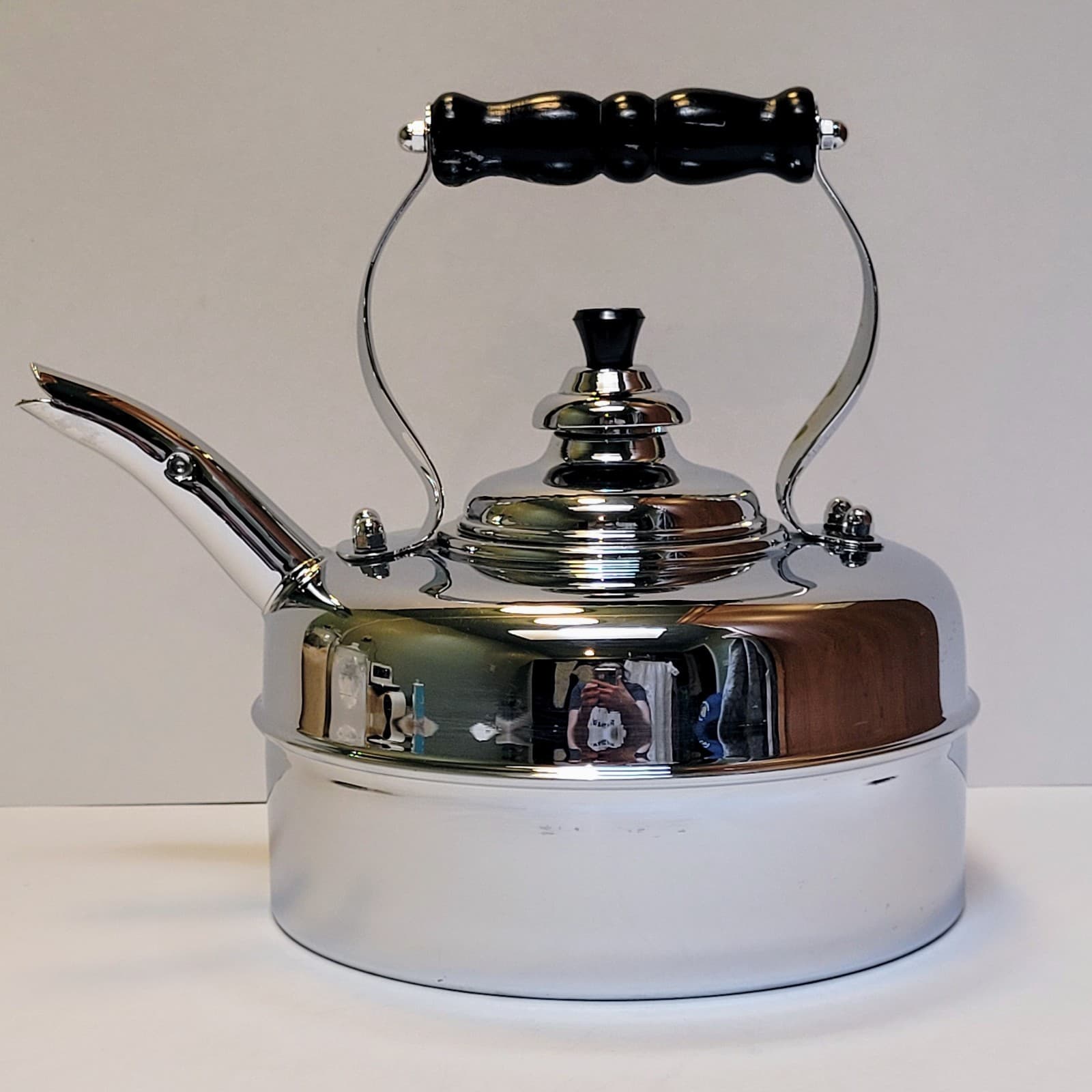 Simplex Patent Kettle Solid Copper Whistling Tea Pot Chrome Made In England 