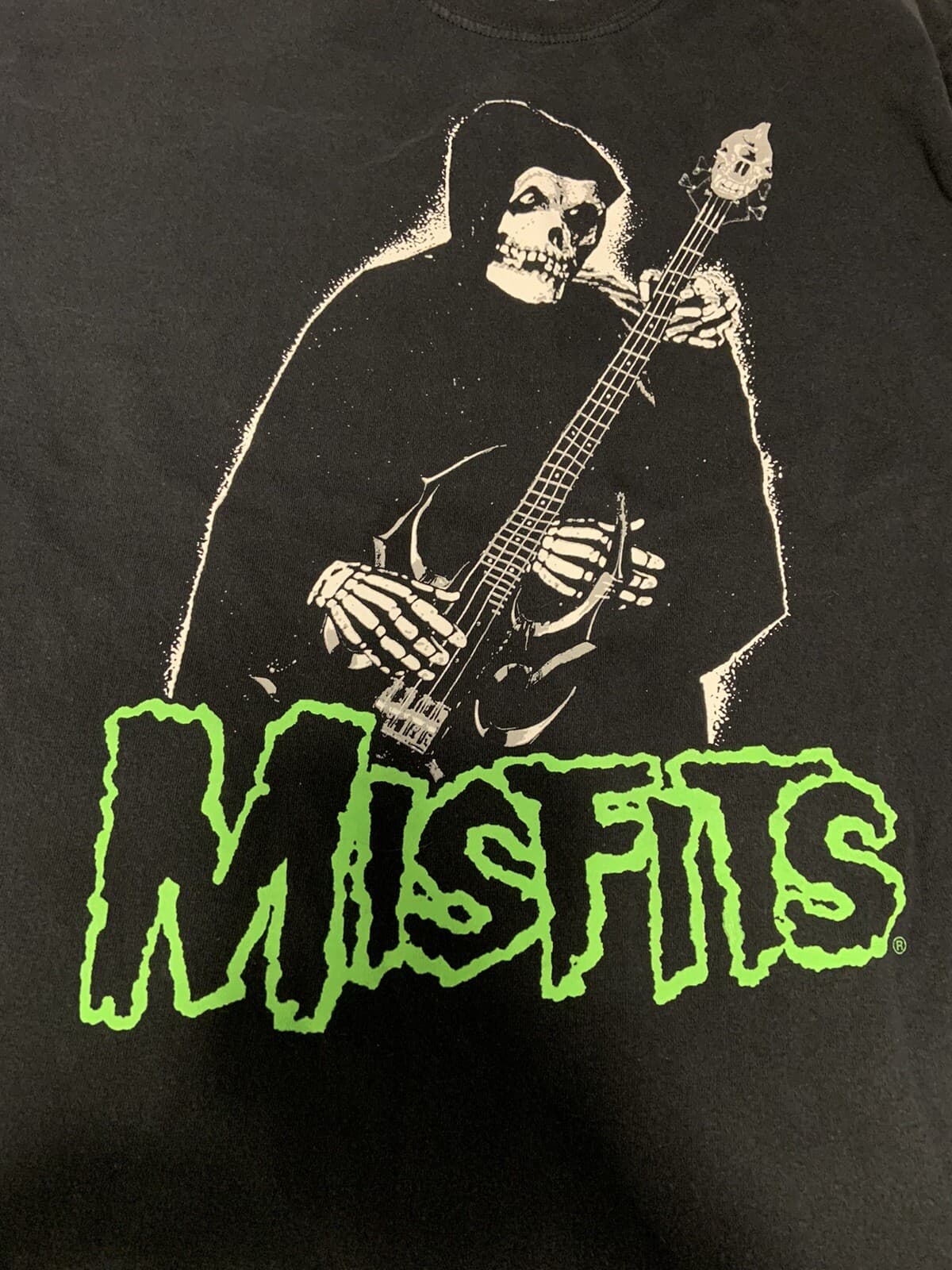 Misfits Long Sleeve Shirt XL Black Reaper Skeleton Playing Guitar 2021 USED READ 2