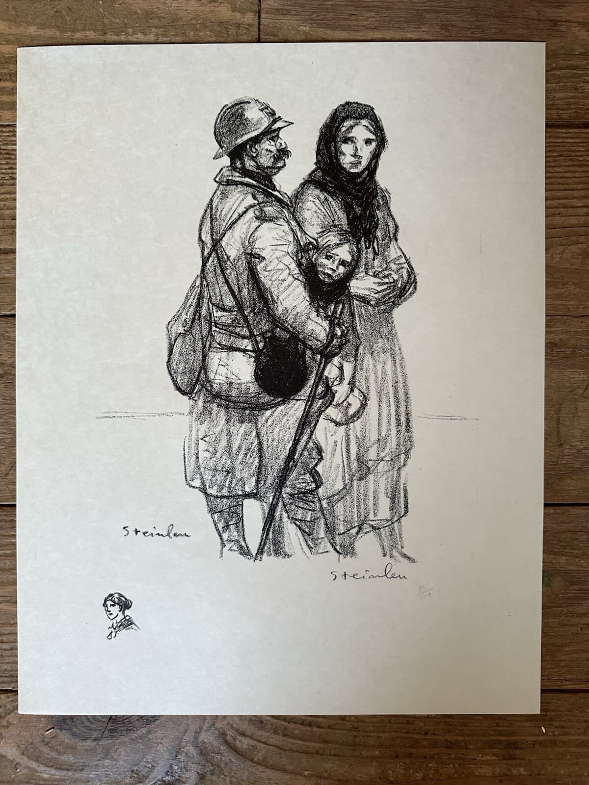 1916 Theophile Steinlen WWI SIGNED Lithograph "Un Poilu a Petain" 44/100 War Art