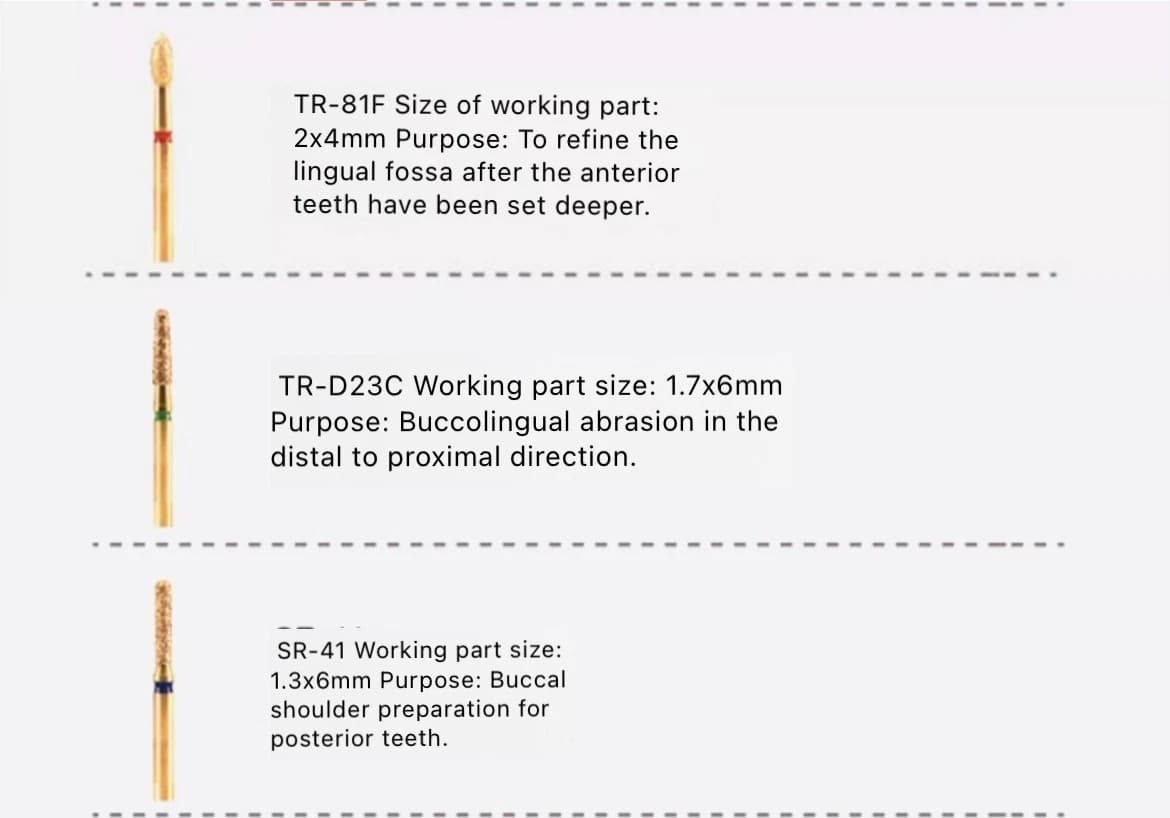 16PCS\SET Dental Crown Preparation Restoration Burs Polishing Bur kit FG1816D 6
