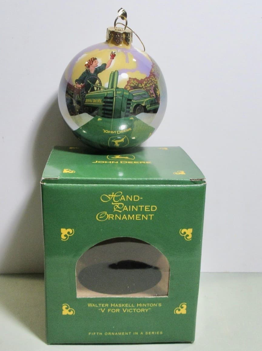 John Deere / Walter Hinton's 'V For Victory" Hand Painted Ornament