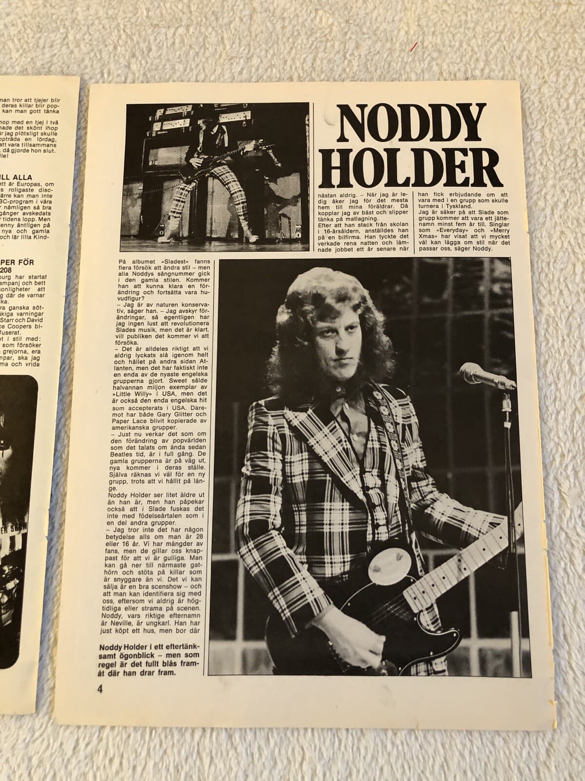 SLADE 1974 Clipping Swedish Poster Magazine GO 1970s Rare Vintage 6