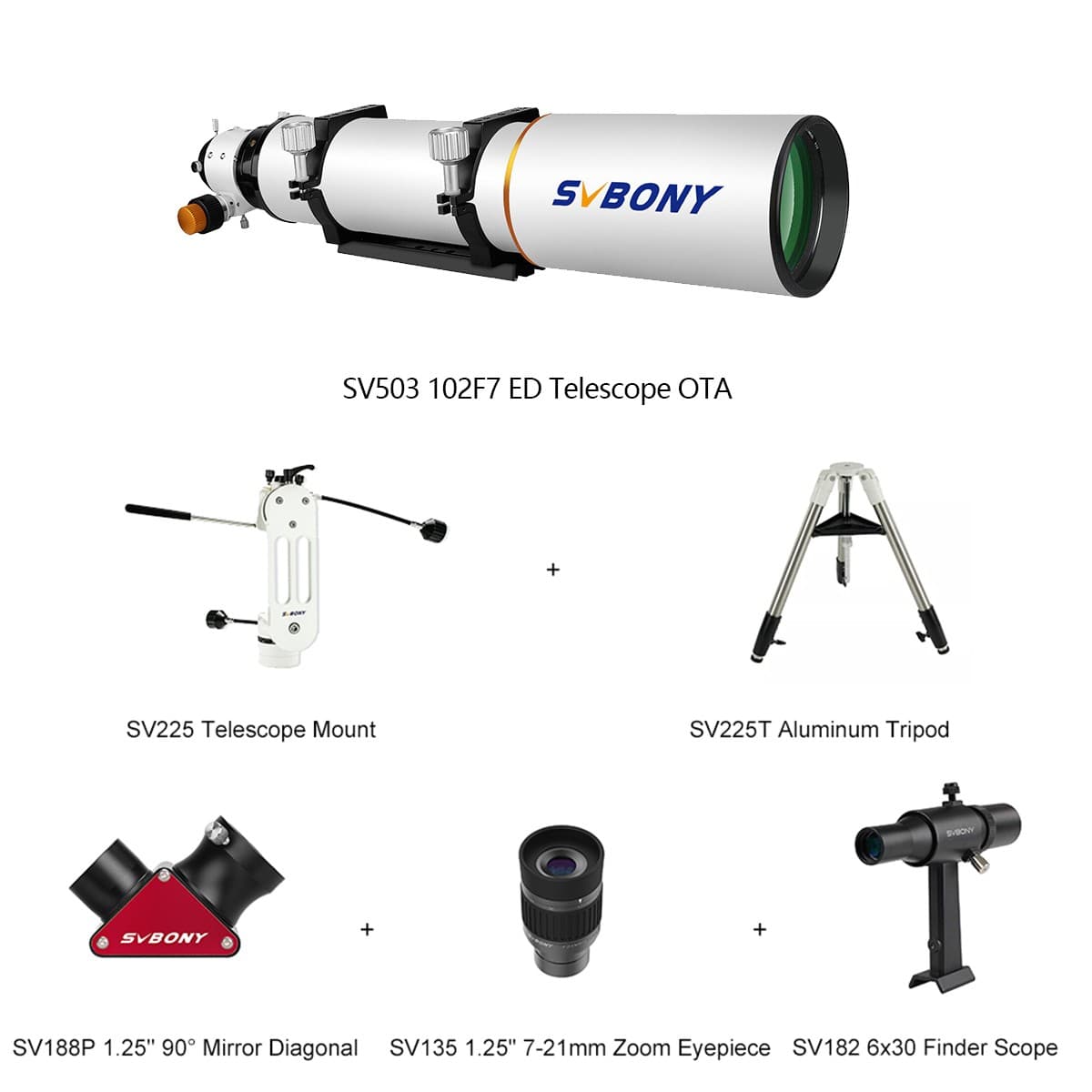SVBONY SV503 102F7 ED Telescope Refractor Visual Set for Planetary Observation
