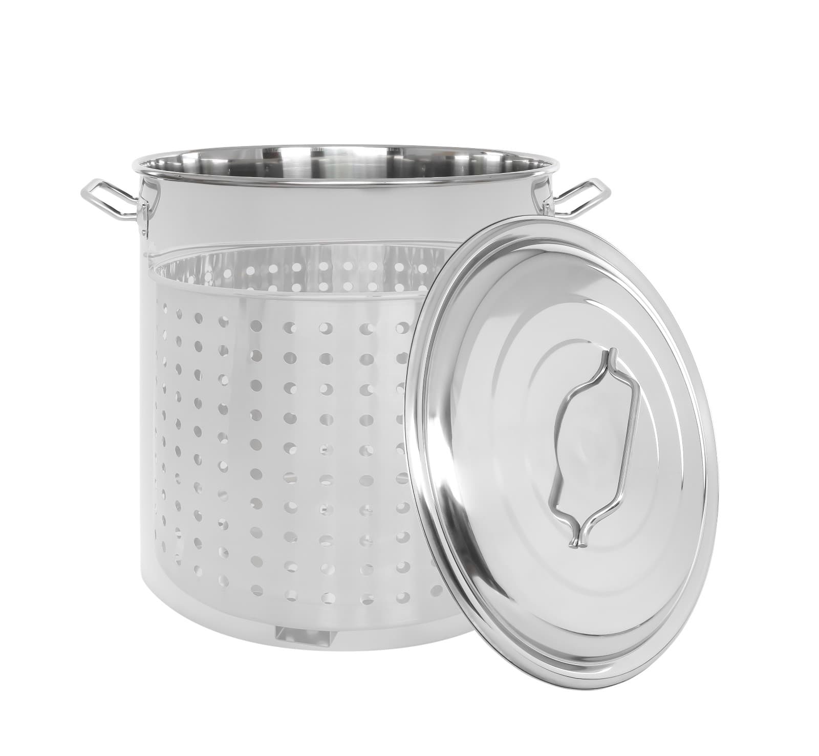 CONCORD Stainless Steel Stock Pot w/ Steamer Basket Boiling Steaming Cookware 4