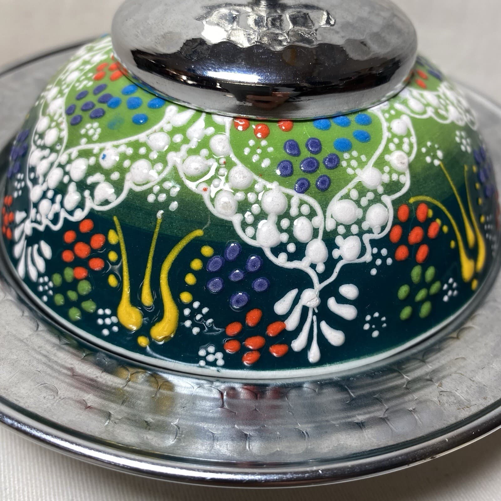 Handpainted Ceramic & Metal Candy Dish Ramadan 3