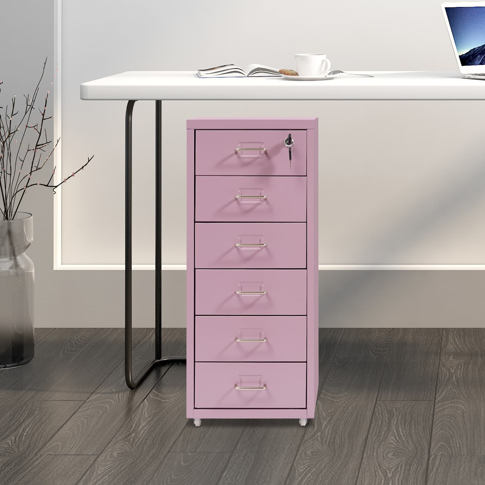 Vertical File Cabinet Metal File Cabinet with Lock Modern Filing Cabinet 6 Tiers 6