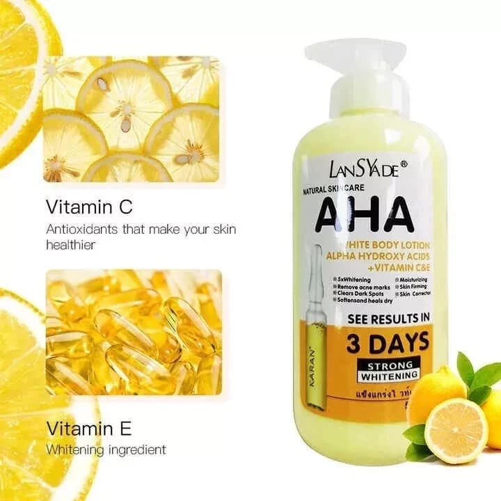 AHA Strong Brightening Body Cream Hydroxy Acid Vitamin C Whitening 500ml  3 pack 3