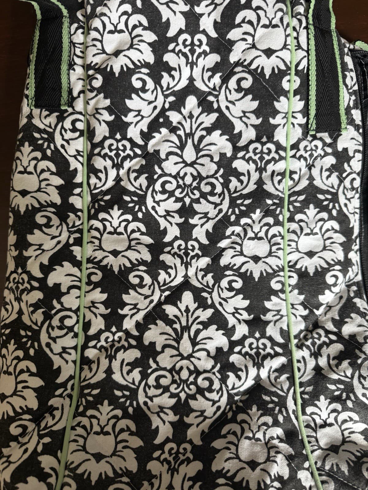 Equine Couture Quilted Padded Boot Bag In BLK/WHTE Damask/ Charcoal Plaid Lining 6