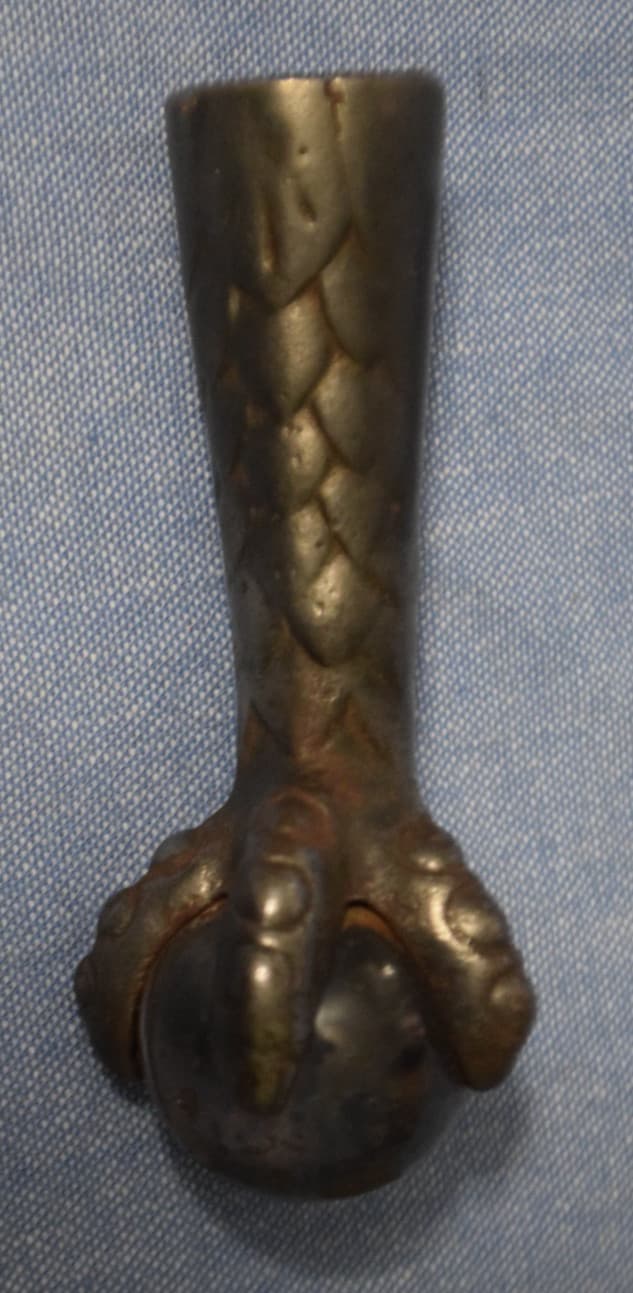 One Antique Cast Iron / Glass Ball & Claw Furniture Stool Table  Foot