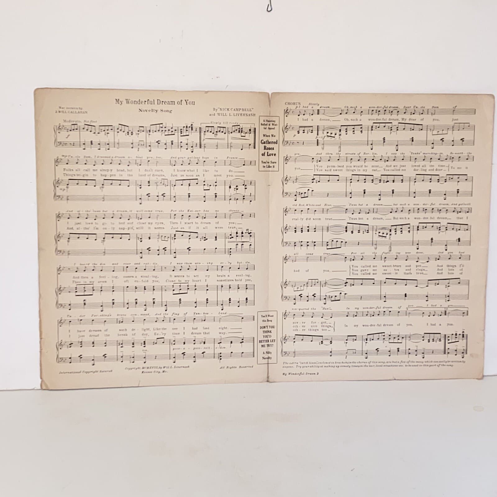 Antique 1918 My Wonderful Dream Of You Sheet Music 6