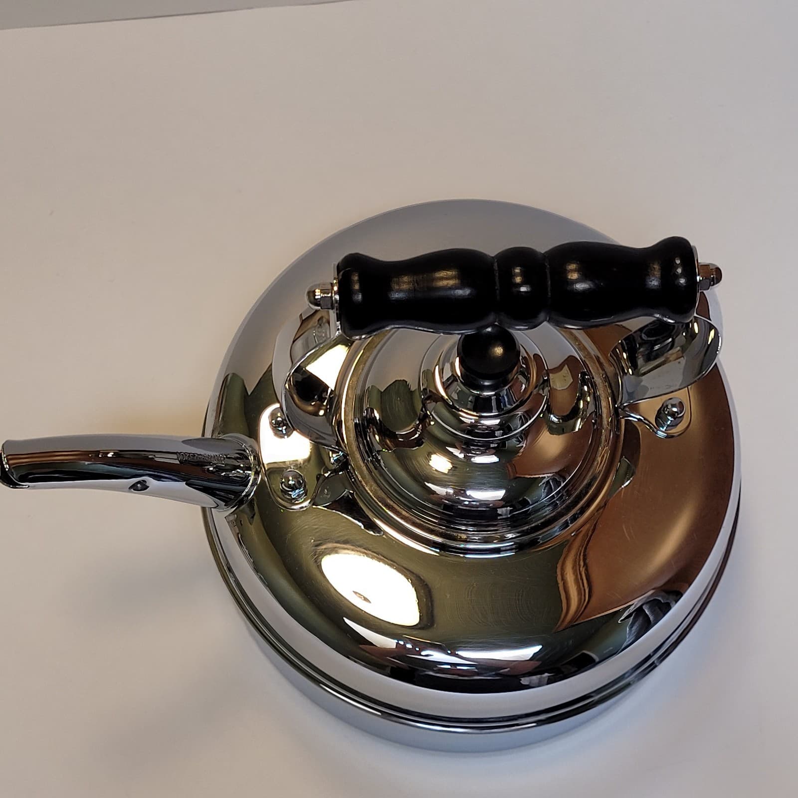 Simplex Patent Kettle Solid Copper Whistling Tea Pot Chrome Made In England  3