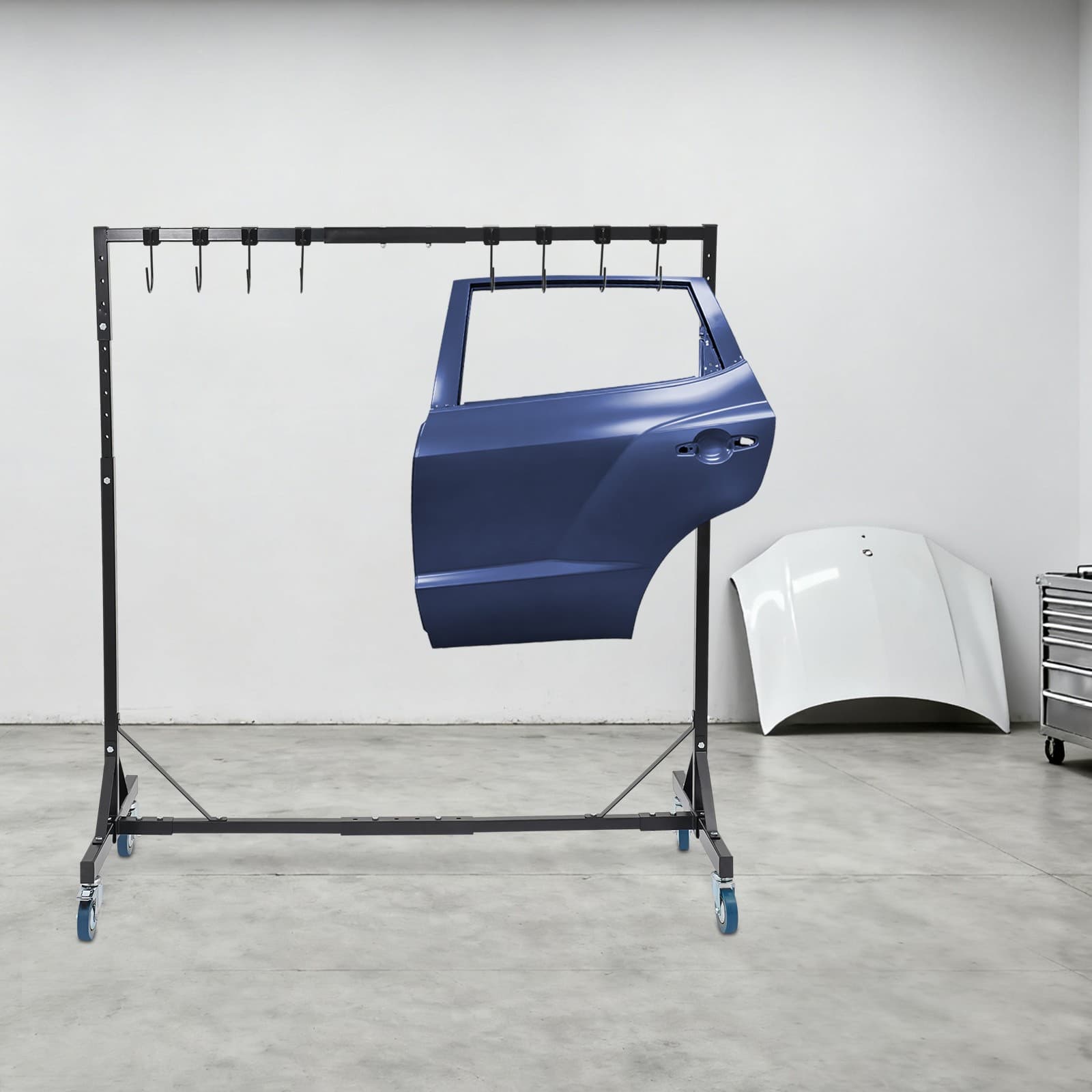 Automotive Spray Painting Rack StandBlack 8 Hooks Adjustable For Painting/Drying 2