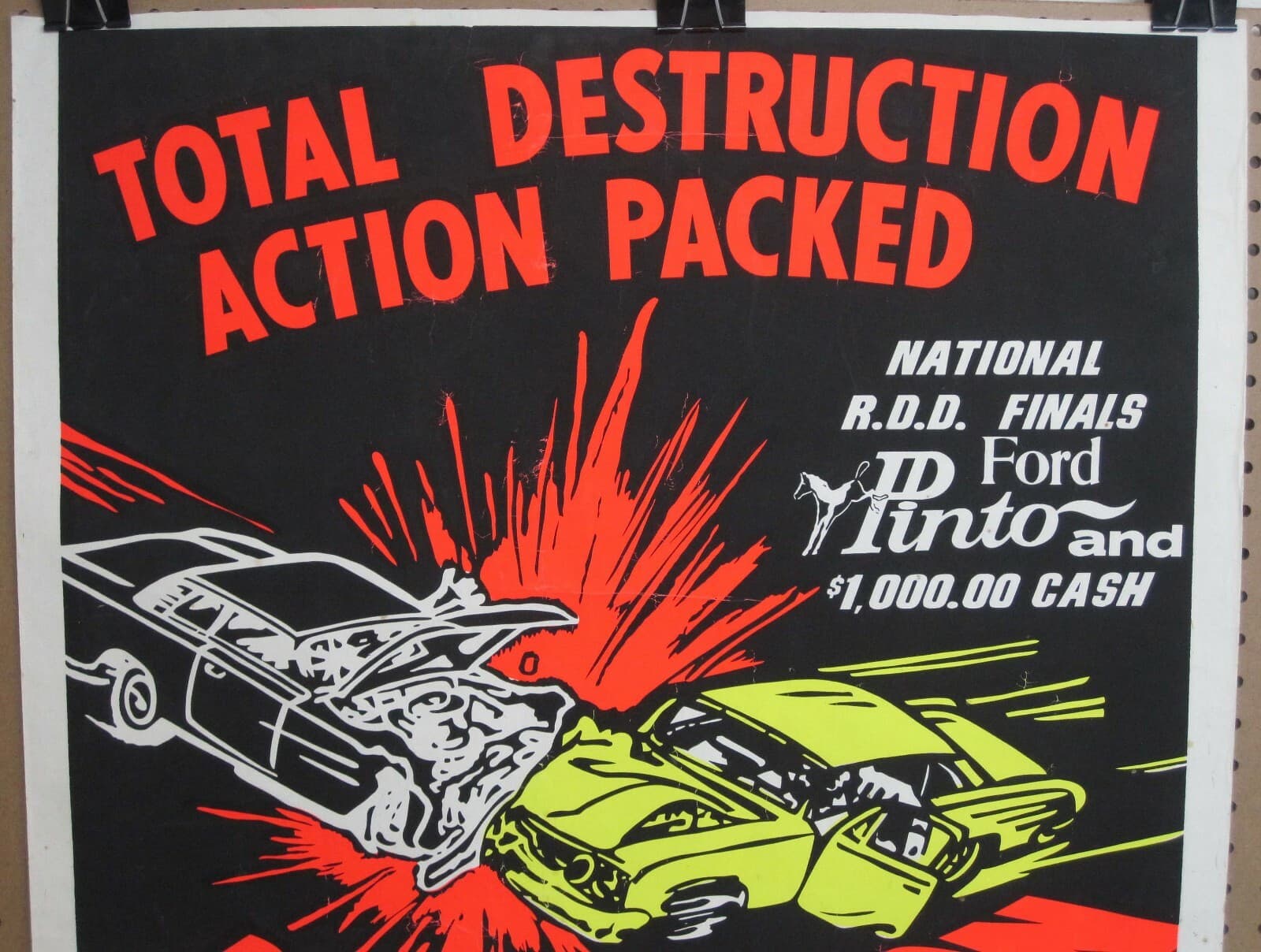 Vintage 1973 ROTROFF DEMOLITION DERBY Ford PINTO 31x28 Poster FREE SHIPPING 2