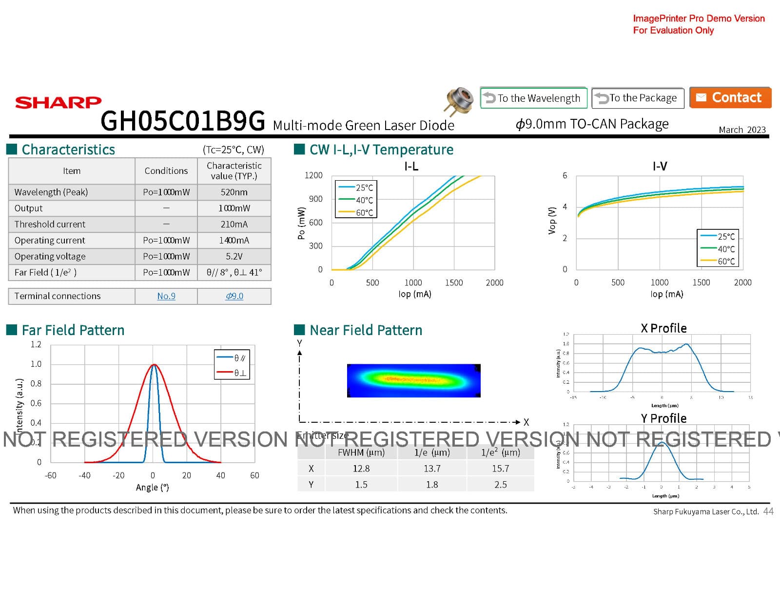 1-Watt Sharp GH05C01B9G Laser Diode in 12mm Copper Module w/ 2-E Lens - 520nm 5
