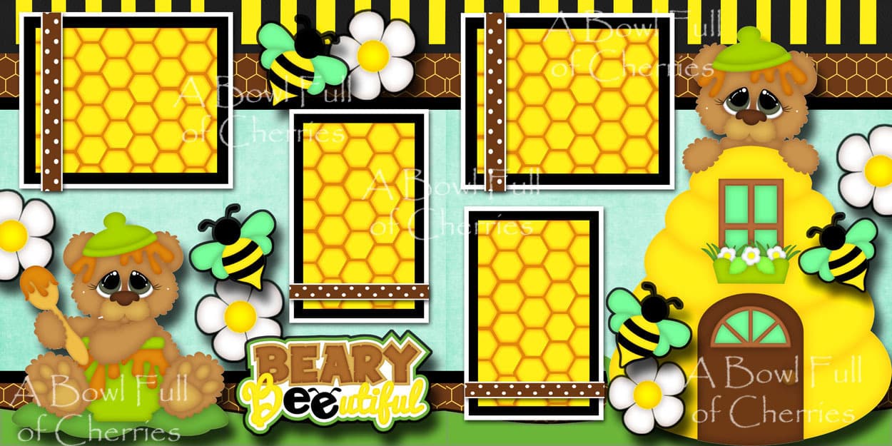 BEE-UTIFUL girl 2 PRINTED Premade Scrapbook Pages paper album layout BABY CHERRY 2