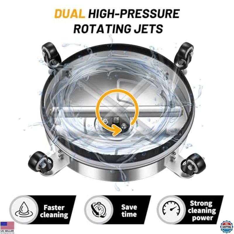 14" Stainless Steel Pressure Washer Surface Cleaner with 4 Wheels - Model PWS14 4