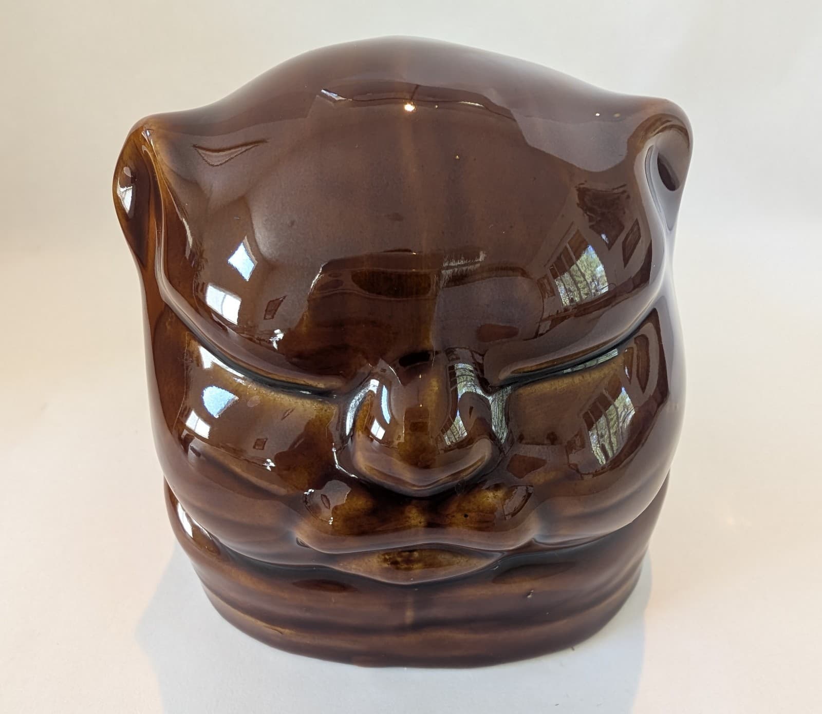 Vintage Ceramic Brown Cat Resting Bed Warmer Foot Warmer Headrest Chinese  5