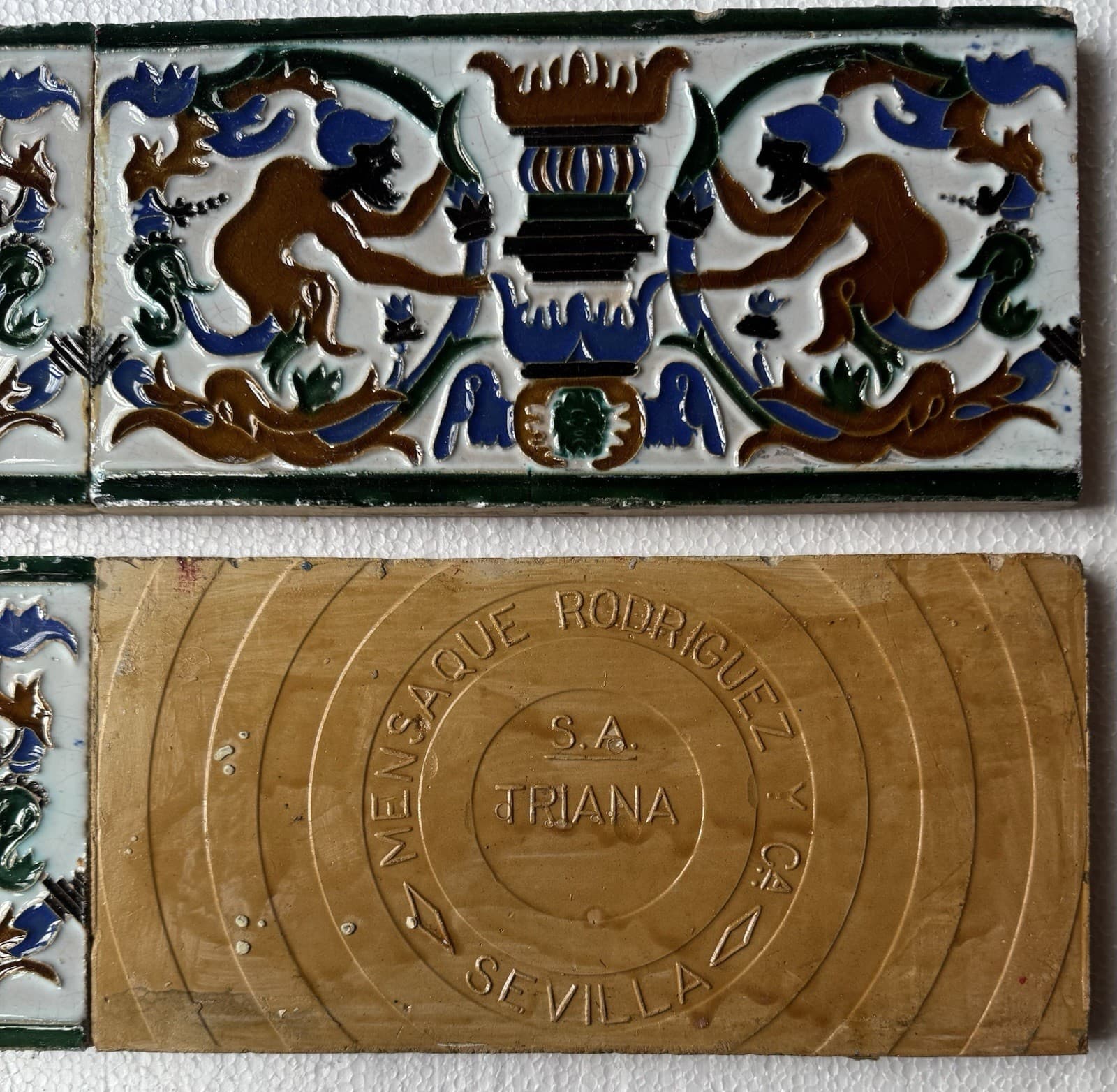 SPANISH ANTIQUE SEVILLA - HAND PAINTED 4 TILES SET 5