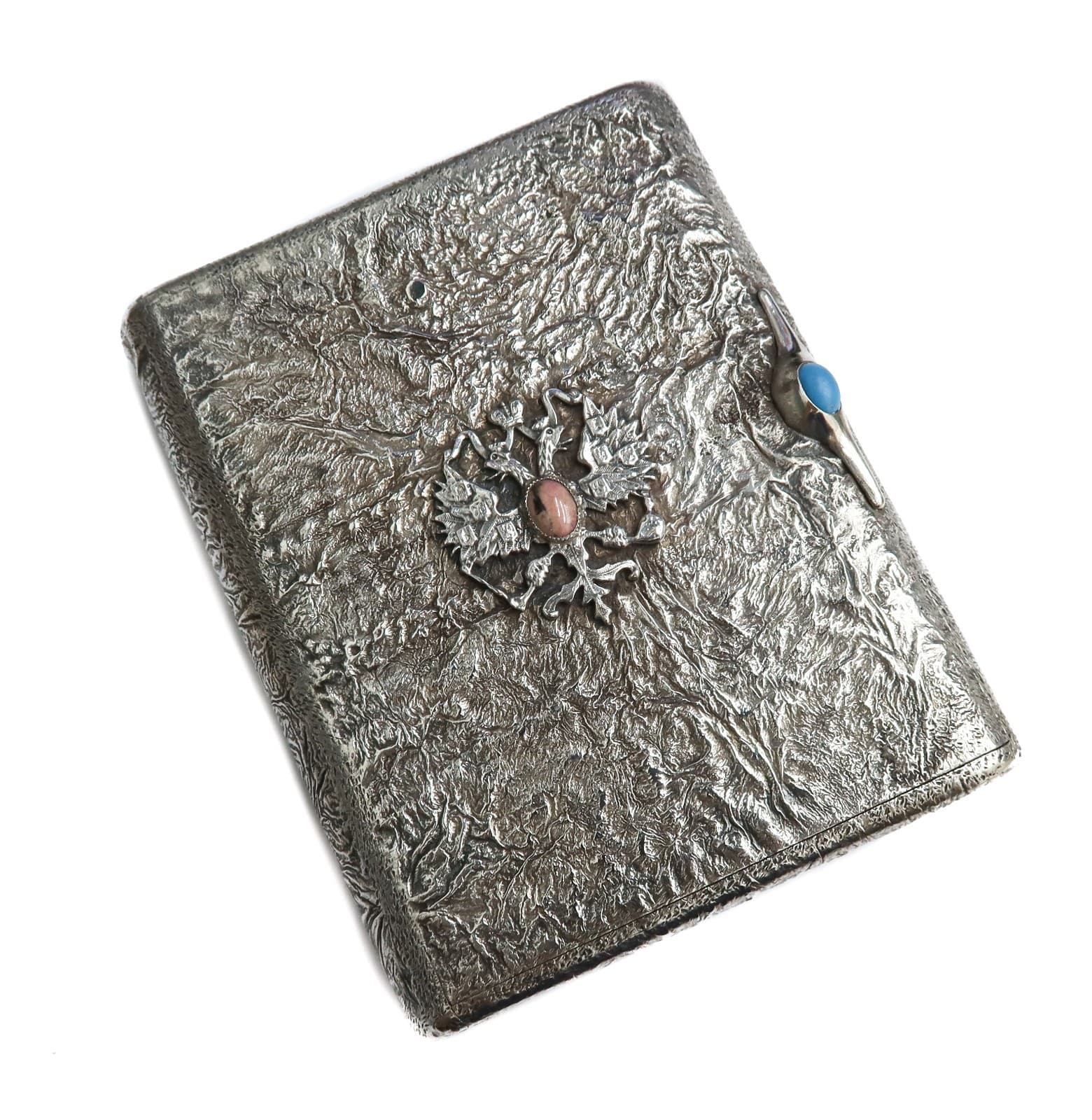 Izhevsk Factory Russian Silver Samorodok  875 Silver Cigarette Case circa 1930