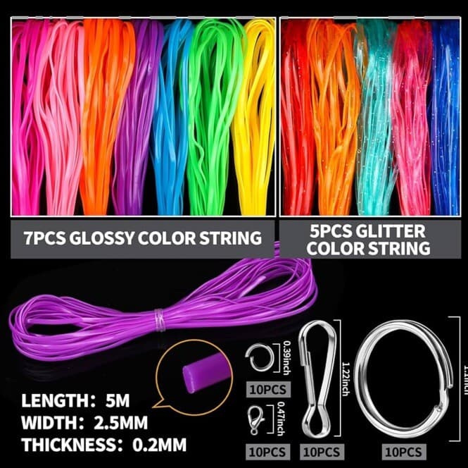 Bracelet String Kit 12 Colors Plastic Lanyard String Lacing Cord Bright Glitter 2