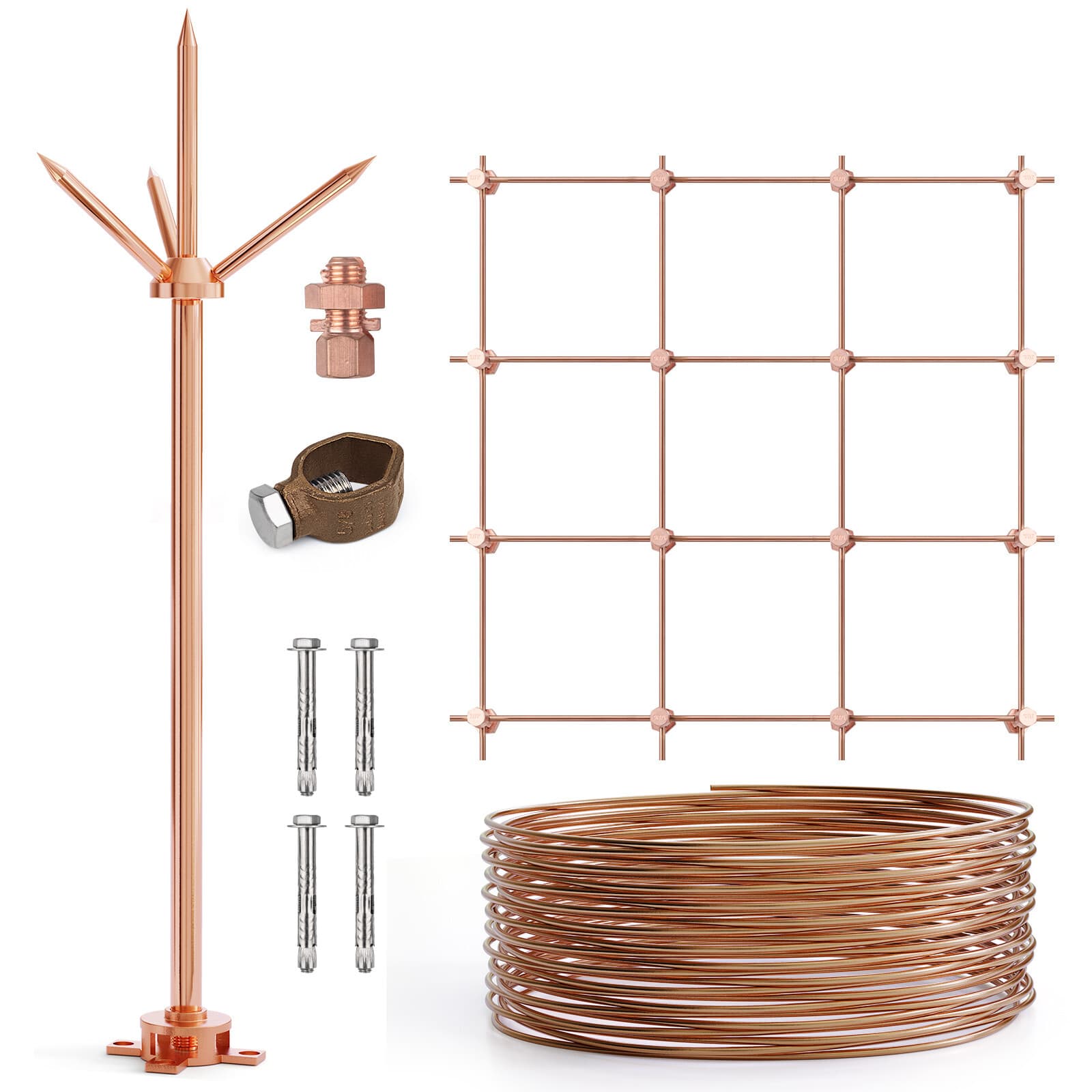 Lightning Rod,Copper Lightning Rod Protection System With 60 Feet Down Conductor