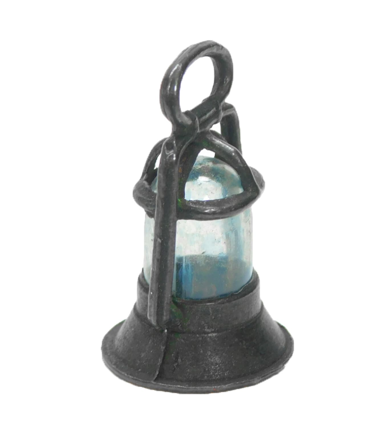 RARE 1919 SMALL RAILROAD LANTERN CRACKER JACK PRIZE METAL BLUE CELLULOID "GLASS" 4