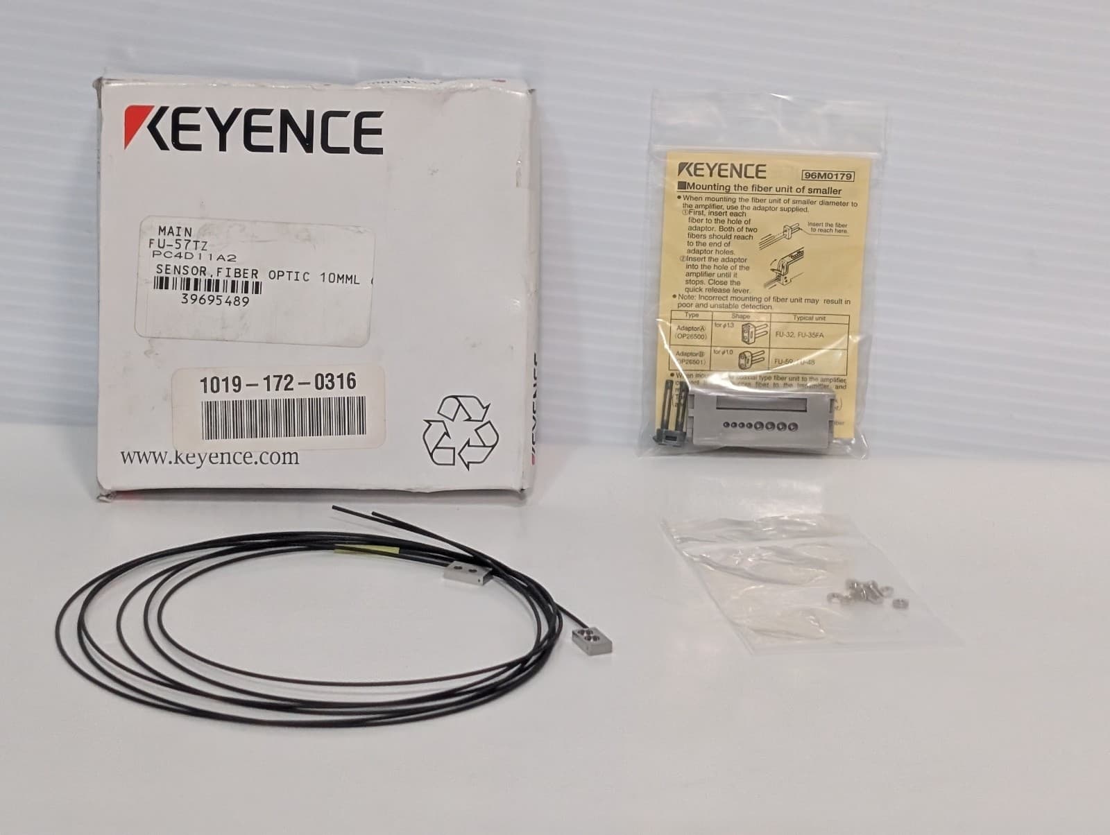 Keyence FU-57TZ Fibre Unit Thru Beam Fiber Optic Sensor Cable 1mm Unit Diameter 5