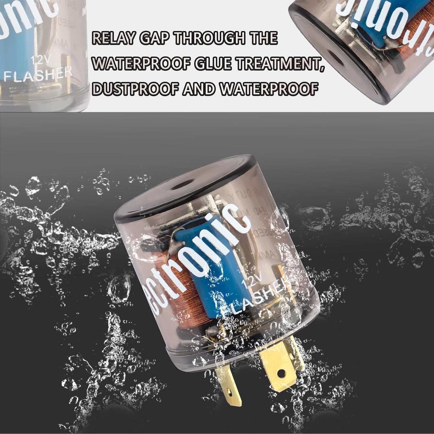 2PCS 12V Flasher Relay,Heavy Duty 3-Pin Turn Signal Relay,Two Prong Round Automo 5