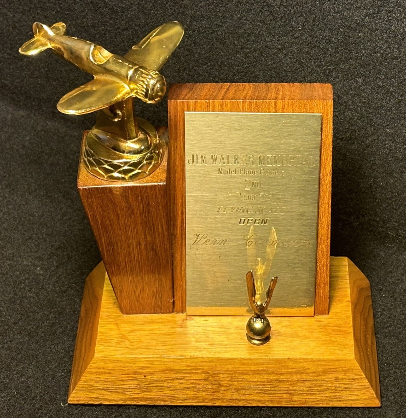 VTG Airplane Aviation Topper Trophy Metal Display Model Plane Contest Brass 1960