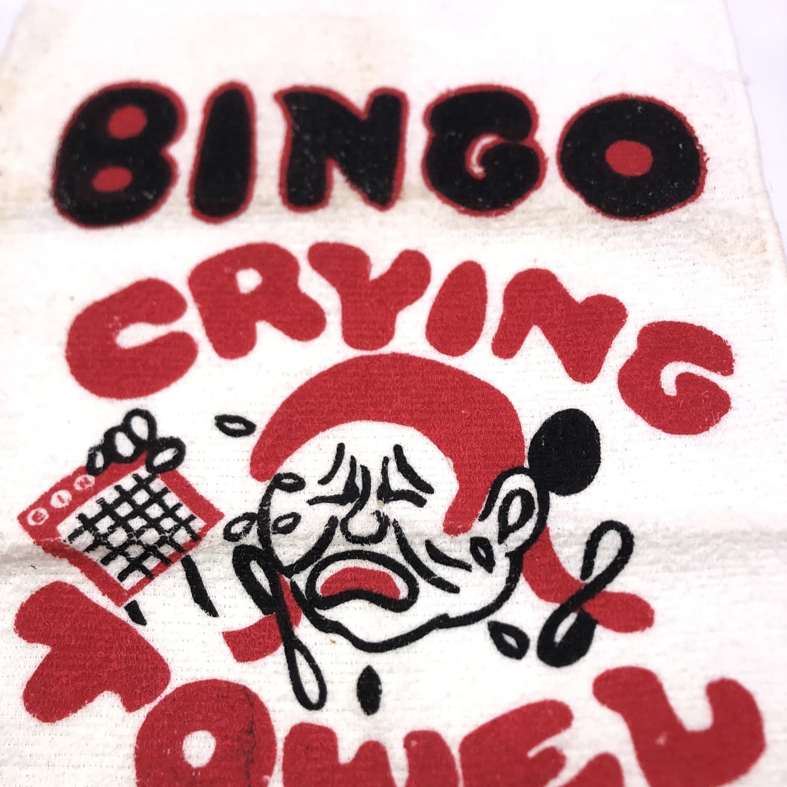Vintage 18” x 10.5” Novelty Bingo Crying Towel - Made In USA - Free Shipping 2