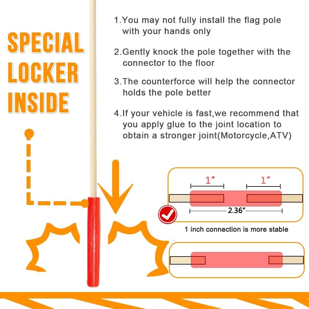 2 Pcs Bike Safety Flag - Adjustable 6 Feet Height Dinosaur Tail Shape With Fi... 5