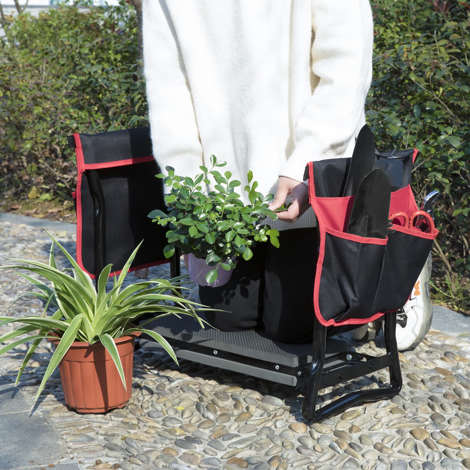 Portable Folding HeavyDuty Garden Kneeler Bench Stool Kneeling Glove+2Tool Pouch 3