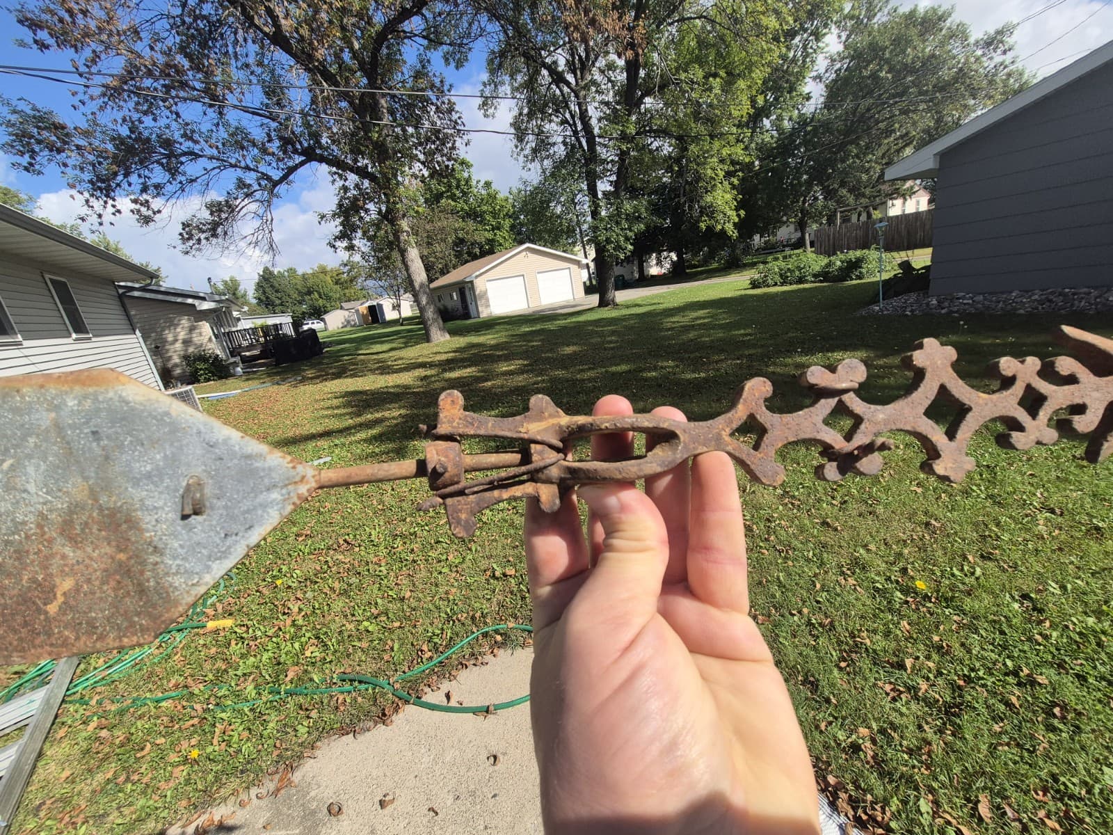 Antique Original Cast Iron Directional Weathervane Arrow Farm Decor 3