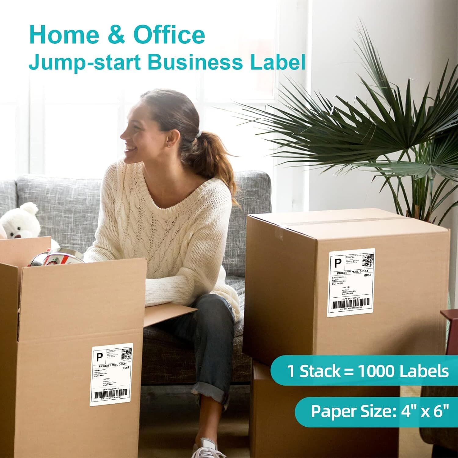 Fanfold 4" x 6" Direct Thermal Labels Perforated for Zebra Rollo MUNBYN Printers 6