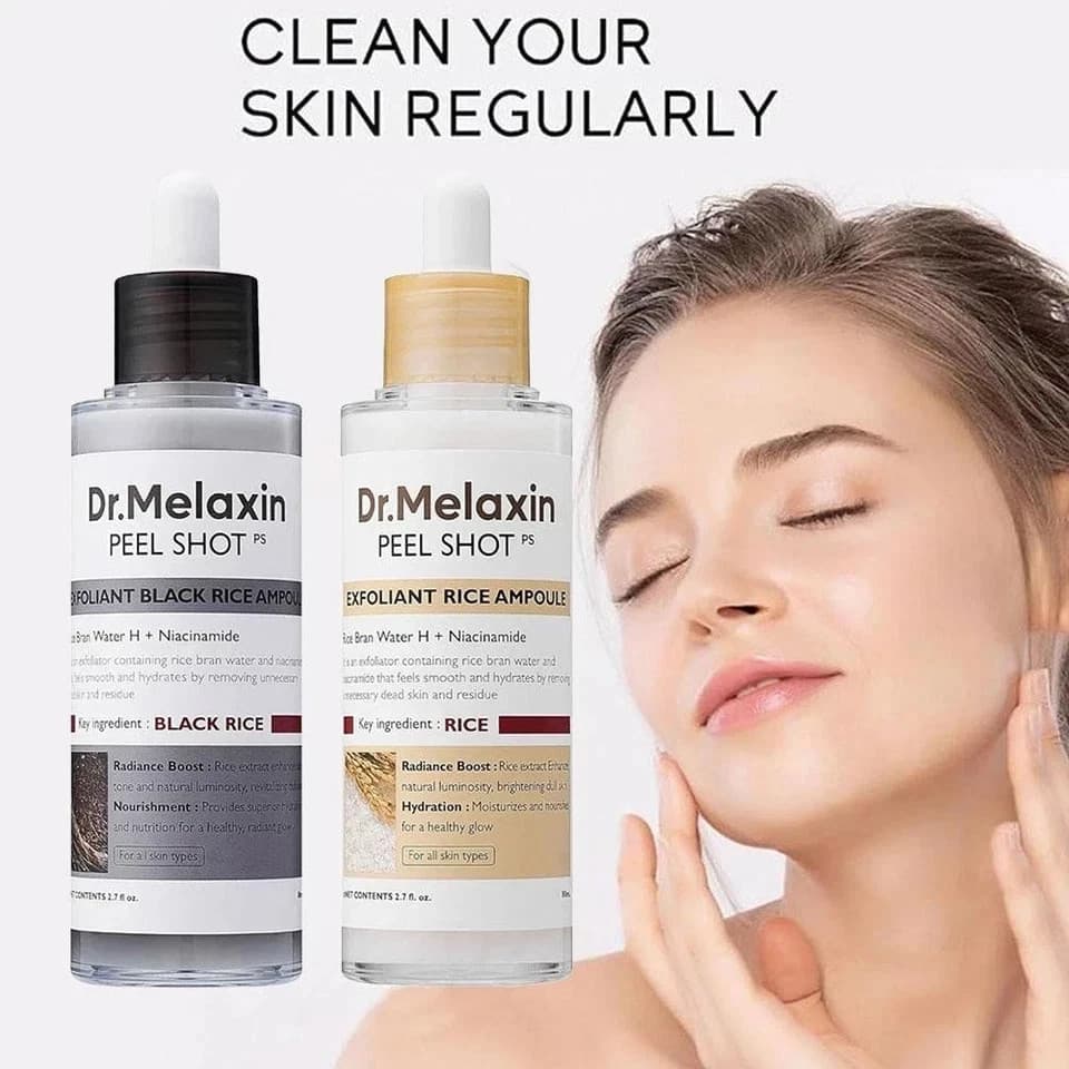 Dr.Melaxin Peel Shot Glow White and Black RiceAmpoule Duo Soft Exfoliating 2 Set 4