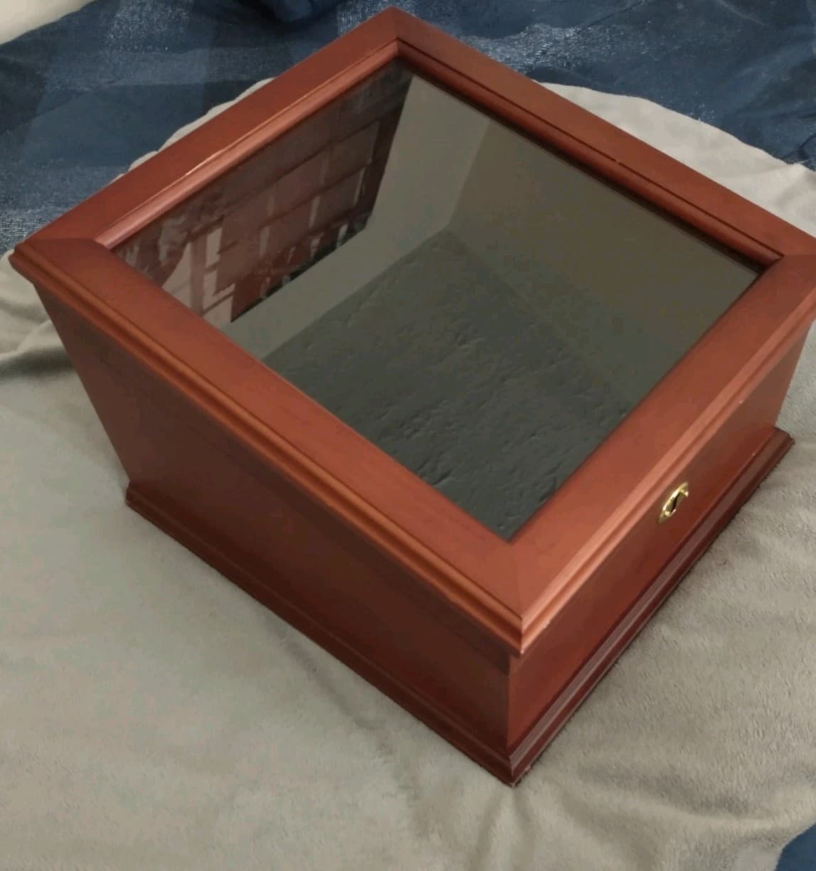 Large Coin/ Currency Display Case Wood/Glass Lid Nice** 2