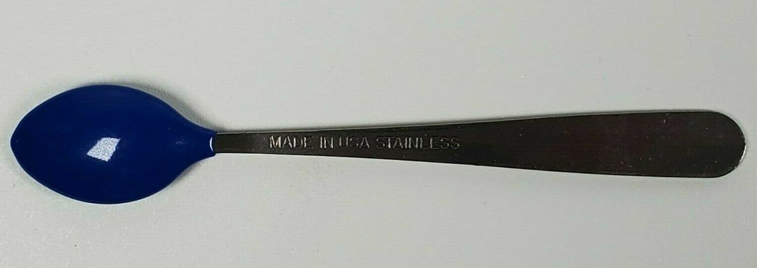 GERBER Lot of 12 baby spoons soft tip bite Made In USA Stainless Blue Infant new 3