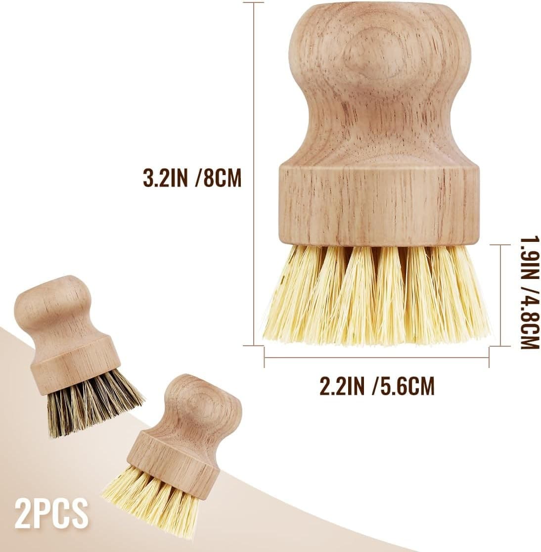 2 Pcs Dish Brush, Wood Dishes Scrub Pot Brush for Sisal and Palm  2